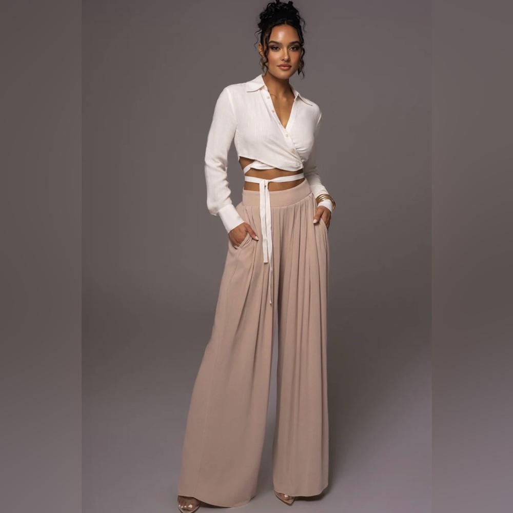 JLUX Label wide leg pleated palazzo pants NWT